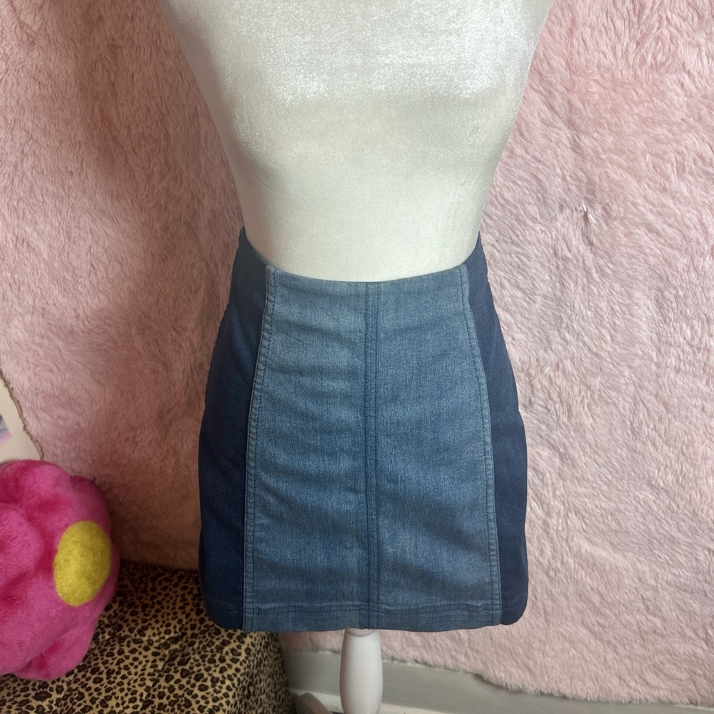 Free People Denim Two-Tone Skirt - Picture 3 of 8